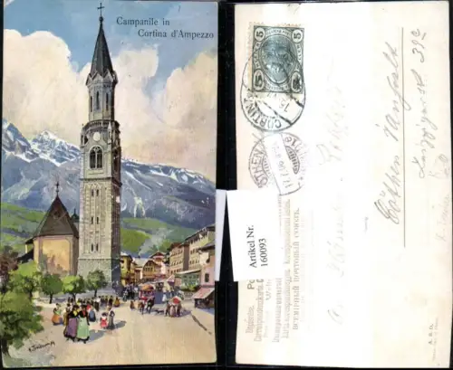 160093,Künstler Ak H. Treiber Veneto Belluno Campanile in Cortina d Ampezzo