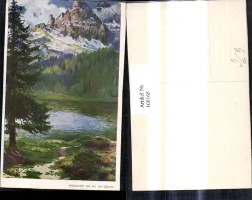 160165,Künstler Ak E. F. Hofecker Veneto Belluno Auronzo di Cadore Misurinasee m. 3 Zinnen