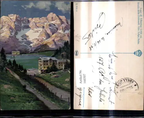 160307,Künstler Ak R. A. Höger Veneto Belluno Auronzo di Cadore Lago di Misurina Strada delle Dolomiti
