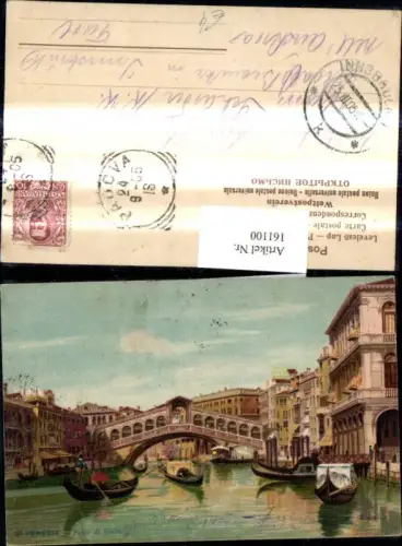 161100,Künstler Ak C. Menegazzi Veneto Venezia Venedig Ponte di Rialto Brücke Gondeln
