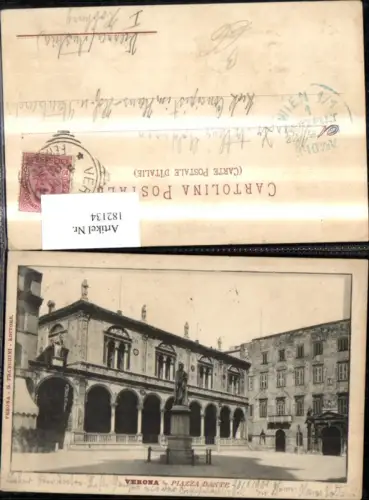 182134,Veneto Verona Piazza Dante Statue