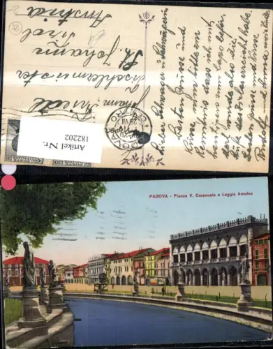 182202,Veneto Padova Piazza V. Emanuele e Loggia Amulea Ortsansicht Statuen