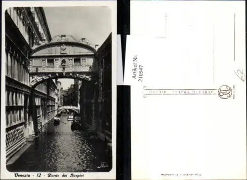 210547,Veneto Venezia Venedig Ponte die Sospiri Gondel