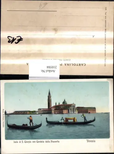 210584,Veneto Venezia Venedig Isola di S. Giorgio con Gondola dalla Piazetta Gondeln