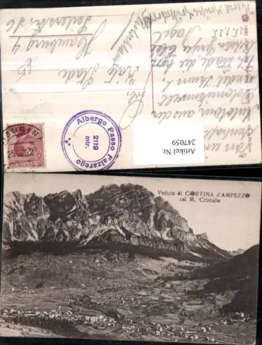 247059,Veneto Belluno Veduta di Cortina d'Ampezzo col M. Cristallo Totale