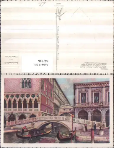 247736,Künstler AK Veneto Venezia Venedig Ponte della Paglia e Ponte di Sospiri Brücken Gondel