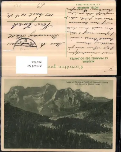 247744,Veneto Belluno Lago di Misurina b. Cortina d’Ampezzo col Sorapis e Grand Hotel