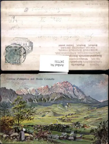 247751,Künstler AK H. Treiber Veneto Belluno Cortina d'Ampezzo Totale m. Monte Cristallo