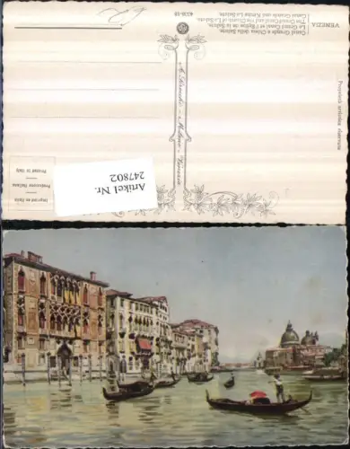 247802,Künstler AK A. Scrocchi Veneto Venezia Venedig Canal Grande e Chiesa della Salute Gondeln