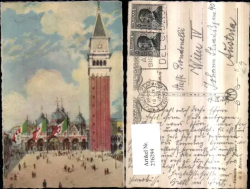 276294,Künstler AK Veneto Venezia Venedig Piazza e Basilica di S. Marco Markusplatz m. Kirche u. Turm