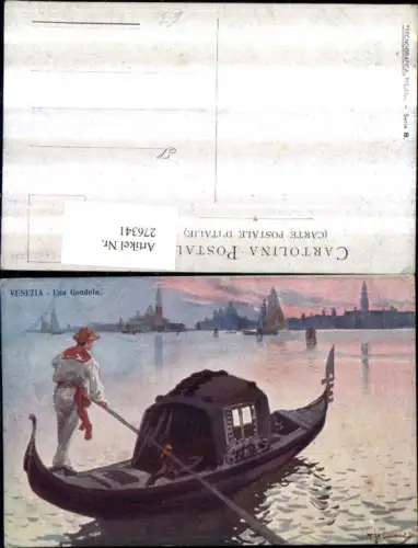 276341,Künstler AK Veneto Venezia Venedig Una Gondola Gondel