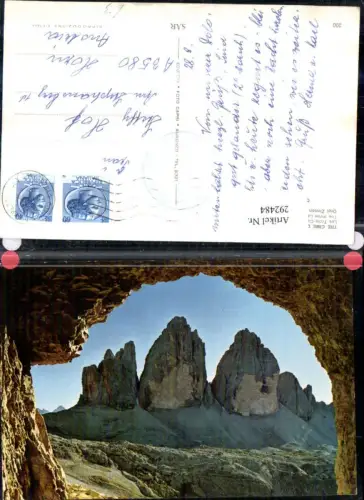 292484,Veneto Belluno Tre Cime di Lavaredo Drei Zinnen Bergkulisse b. Auronzo di Cadore