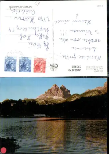 292485,Veneto Belluno Lago di Misurina con le Tre cime di Lavaredo Bergkulisse b. Auronzo di Cadore