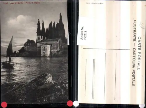 292718,Veneto Verona Gardasee Lago di Garda Punta San Vigilio b. Garda Kirche Segelboot