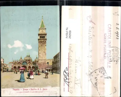 292920,Veneto Venezia Venedig Piazza e Basilica di S. Marco Markusplatz Turm Kirche