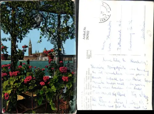 292922,Veneto Venezia Venedig Teilansicht Isola S. Giorgio Blumen Laube Turm