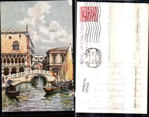 292924,Künstler AK Veneto Venezia Venedig Ponte della Paglia e Sospiri Brücke Gondel