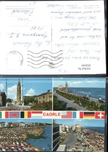 292945,Veneto Venezia Caorle Promenade Strand Kirche Mehrbildkarte