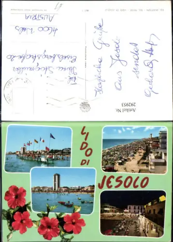 292953,Veneto Venezia Lido di Jesolo Teilansicht Strand Strandleben Steg Mehrbildkarte