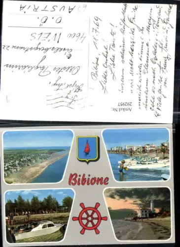 292957,Veneto Venezia Bibione Totale Strand Strandleben Boot Leuchtturm Mehrbildkarte