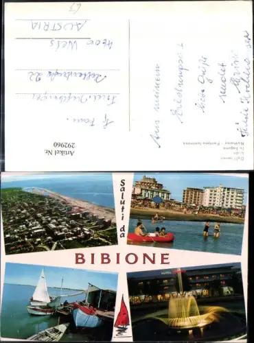 292960,Veneto Venezia Bibione Totale Springbrunnen Strand Schlauchboot Boote Mehrbildkarte