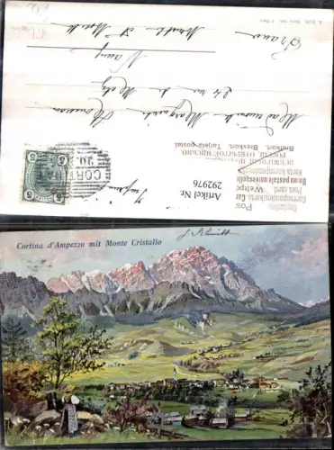 292976,Künstler AK H. Treiber Veneto Belluno Cortina d'Ampezzo Totale m. Monte Cristallo Bergkulisse
