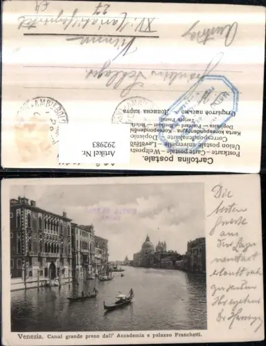 292983,Veneto Venezia Venedig Canal Grande preso dall Accademia e palazzo Franchetti Gondeln