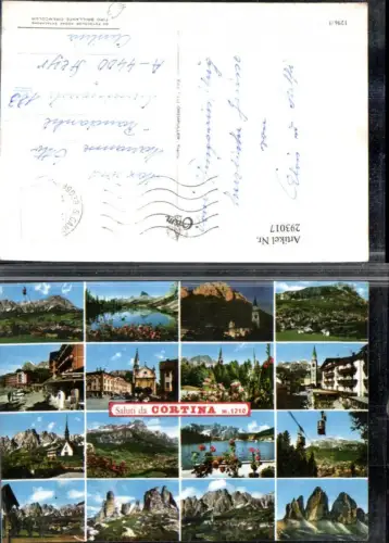 293017,Veneto Belluno Cortina Totale Seilbahn Kirche Bergkulisse Mehrbildkarte