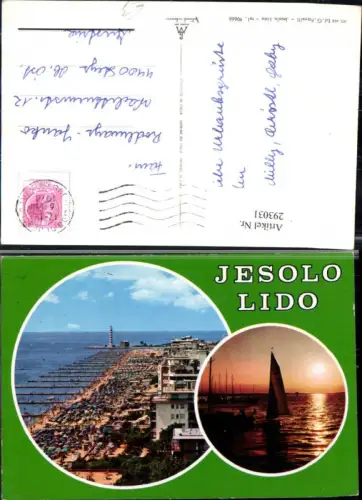 293031,Veneto Venezia Jesolo Lido Strand Segelboote Leuchtturm Mehrbildkarte