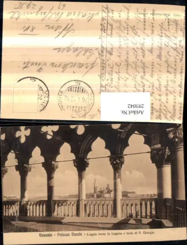 293042,Veneto Venezia Venedig Palazzo Ducale Loggia verso la Laguna e Isola di S. Giorgio