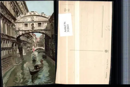 312623,Künstler AK Veneto Venezia Venedig Ponte di Sospiri Brücke Gondel
