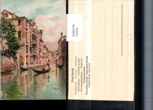 312636,Künstler AK Menegazzi Veneto Venezia Venedig Rio del Pestrin Kanal Gondeln