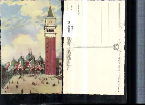 312641,Künstler AK Veneto Venezia Venedig Piazza e Basilica di S. Marco Markuskirche Turm