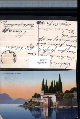 312653,Veneto Verona Lago di Garda San Vigilio Kirche Bergkulisse