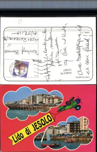 312667,Veneto Venezia Lido di Jesolo Strand Strandleben Boot Mehrbildkarte