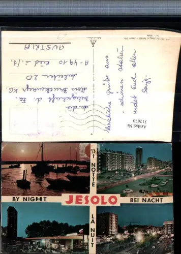 312670,Veneto Venezia Jesolo b. Nacht Teilansicht Hafen Boote Mehrbildkarte