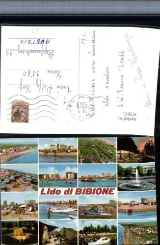 312673,Veneto Venezia Lido di Bibione Totale Strand Strandleben Brunnen Mehrbildkarte