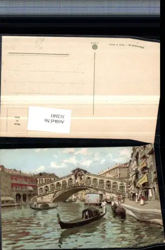 312681,Künstler AK Veneto Venezia Venedig Ponte di Rialto Rialtobrücke Gondeln