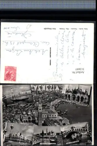312697,Veneto Venezia Venedig Markuskirche Rialtobrücke Palazzo Ducale Gondeln Mehrbildkarte