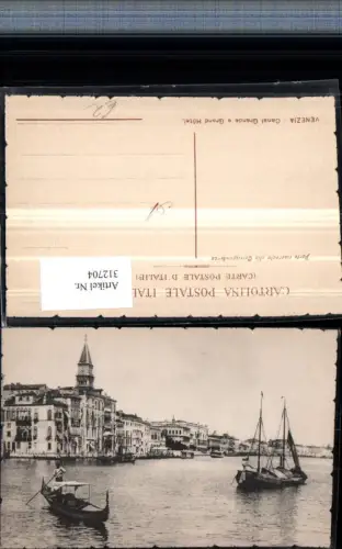 312704,Veneto Venezia Venedig Canal Grande e Grand Hotel Teilansicht Gondel Segelboot