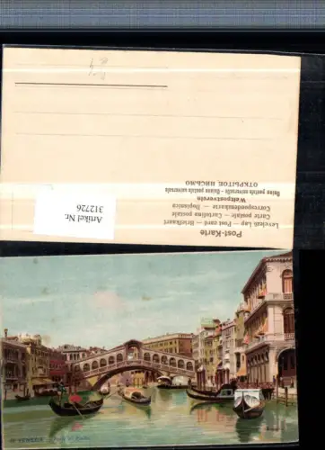 312726,Künstler AK Menegazzi Veneto Venezia Venedig Ponte di Rialto Rialtobrücke Gondeln