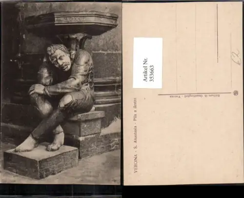 353663,Veneto Verona S. Anastasia Pila a destra Figur Weihbecken