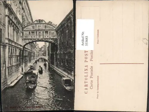353683,Veneto Venezia Venedig Ponte di Sospiri Brücke Kanal Gondeln