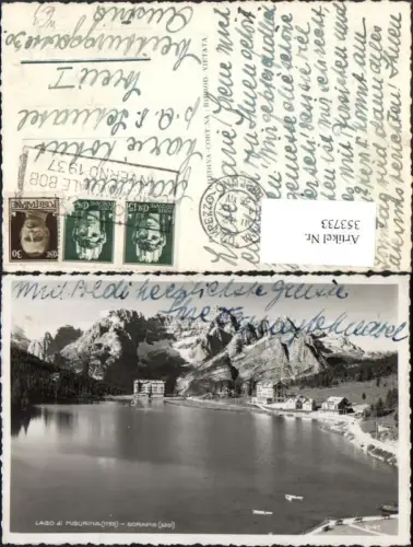 353733,Veneto Belluno Lago di Misurina See m. Sorapis Bergkulisse