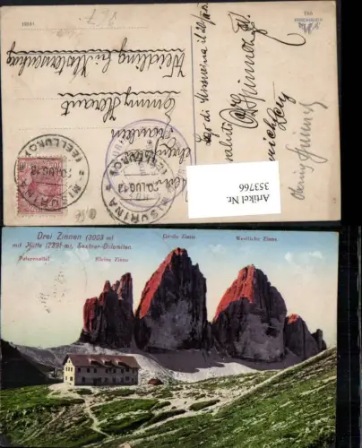 353766,Veneto Belluno Drei Zinnen m. Hütte b. Auronzo di Cadore pub Josef Werth 993