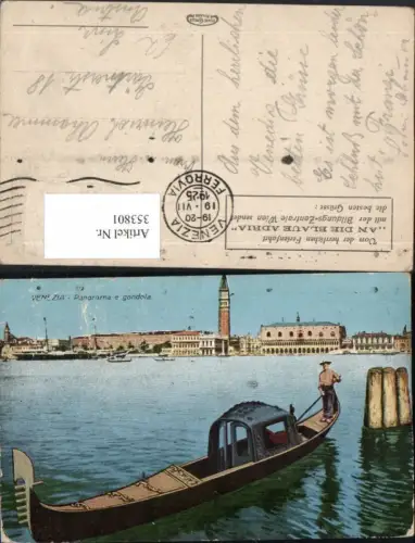 353801,Veneto Venezia Venedig Panorama e gondola Teilansicht Gondel