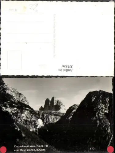 353828,Veneto Belluno Rienz-Tal m. Drei Zinnen b. Auronzo di Cadore Bergkulisse