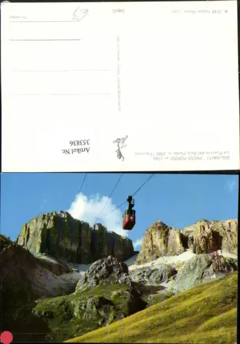 353836,Veneto Belluno Passo Pordoi La Funivia del Sass Pordoi Seilbahn Bergkulisse