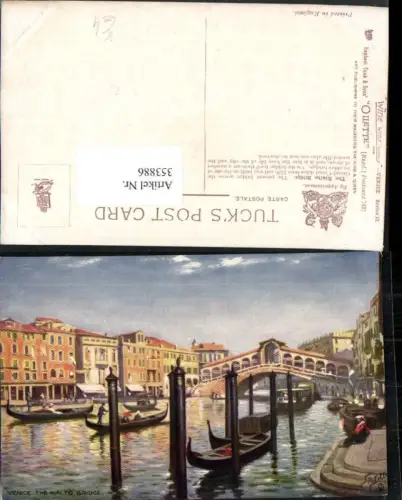353886,Künstler AK Veneto Venezia Venedig Rialtobrücke Gondeln pub Raphael Tuck e Sons 7037