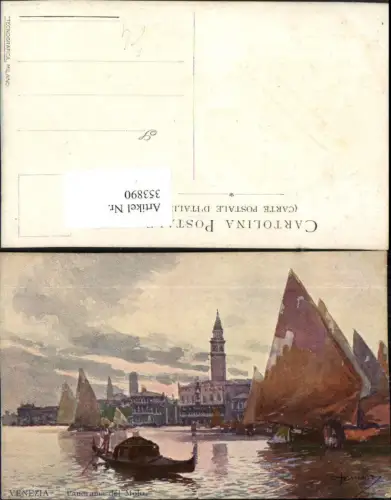 353890,Künstler AK Veneto Venezia Venedig Panorama del Molo Segelboote Gondel